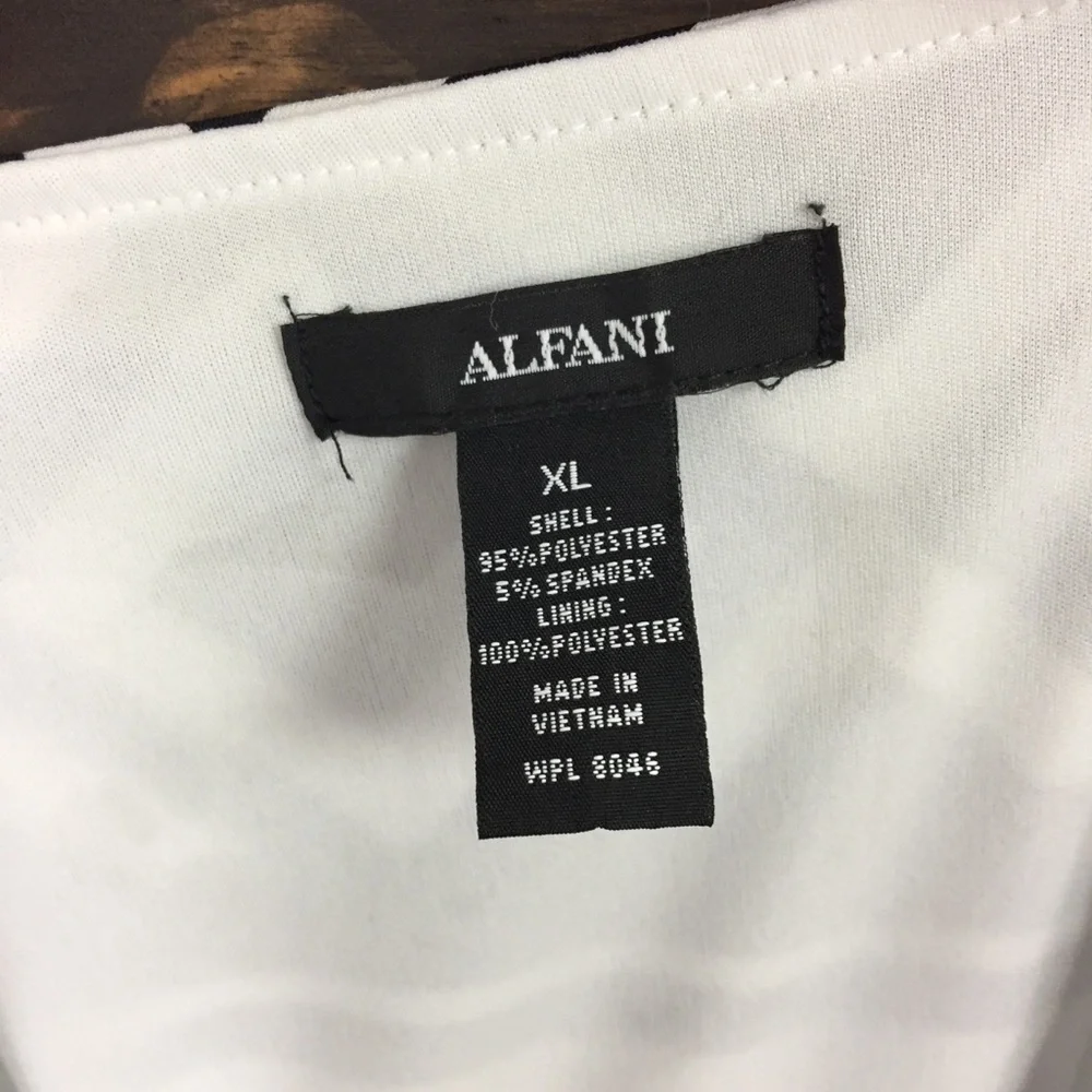 Alfani | Patterned Ruched Drop Waist Open Drape Blouse - Picture 9 of 9